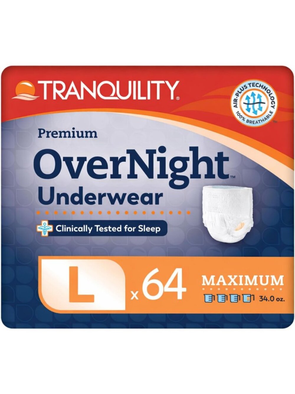 Maximum Absorbency Overnight Underwear, Large, 54 in, 64 Count for Ultimate